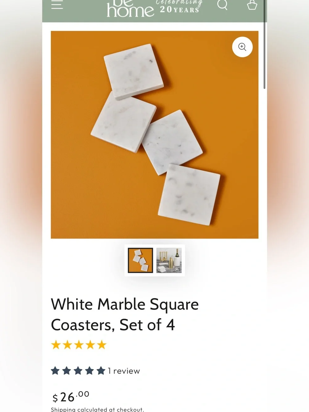 Set of 4 Square Marble Coasters Still in Package. NWT